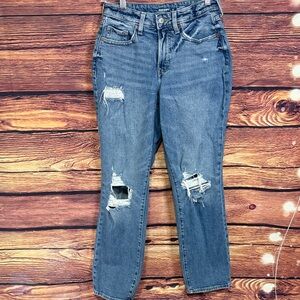 Old Navy Blue Distressed Ankle Jeans